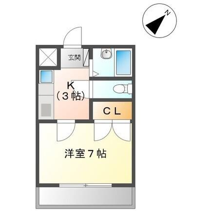 タウンズ富田(1K/2階)の間取り写真