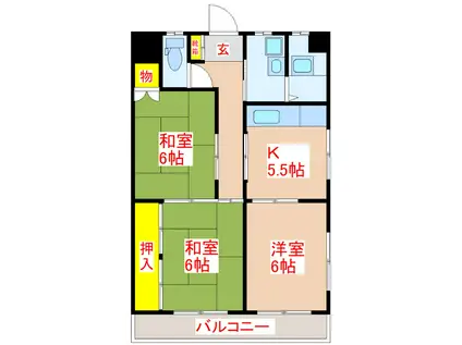 ファミリーコーポ福留(3K/2階)の間取り写真