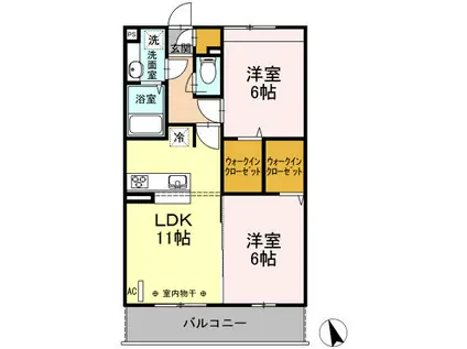 プリュス港南台(2LDK/1階)の間取り写真