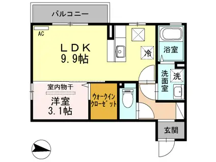 ロベール近江 302(1LDK/3階)の間取り写真