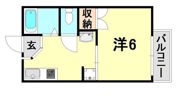 フレグランス須磨(1DK/2階)の間取り写真