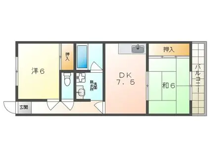 ジョイフル奥村(2DK/1階)の間取り写真