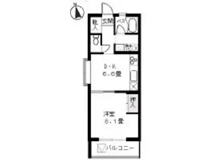 バードタウン8番館(1DK/2階)の間取り写真