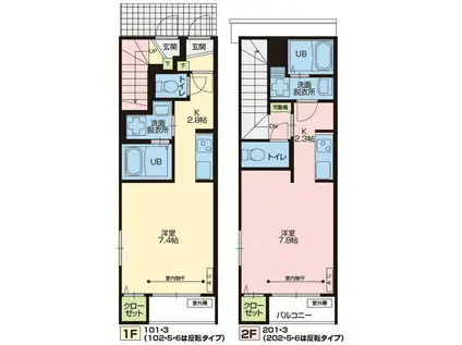AXIVVIII(1K/2階)の間取り写真