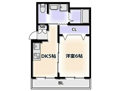 フクエビル(1DK/5階)の間取り写真