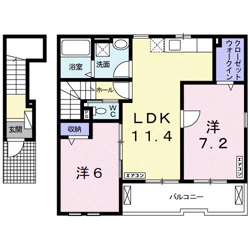シャルパンティエ III(2LDK/2階)の間取り写真