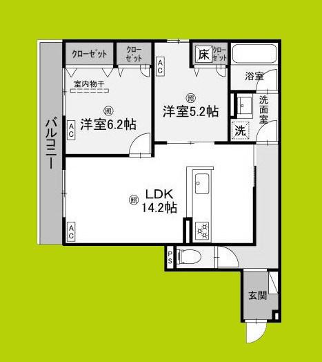 D-RESIDENCE荘園B(2LDK/1階)の間取り写真