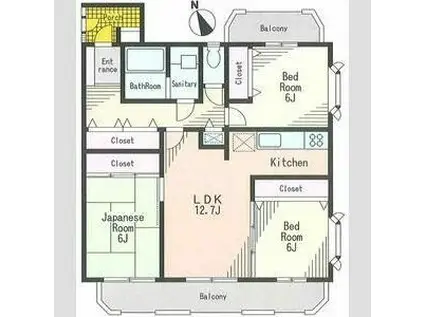 イイダアネックスII(2LDK/3階)の間取り写真