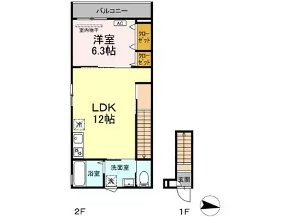 メロディア寿(1LDK/2階)の間取り写真