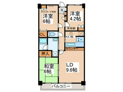 アルス長津田(3LDK/1階)の間取り写真