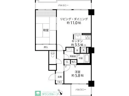 グリーンパーク横須賀中央(2LDK/6階)の間取り写真