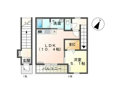 リバーフロント長浜(1LDK/2階)の間取り写真
