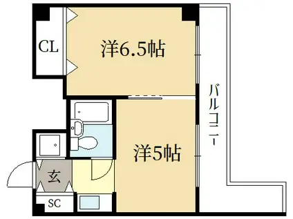 コスモST河原町(2K/11階)の間取り写真
