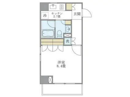 BRILLIA IST 白金高輪(1K/2階)の間取り写真