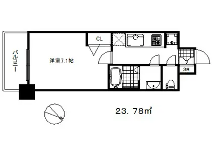 プレサンス兵庫ヴィアーレ(1K/6階)の間取り写真
