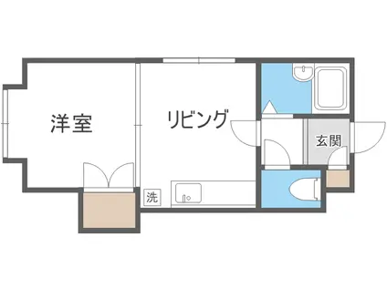 アルファシティ山鼻(1DK/2階)の間取り写真