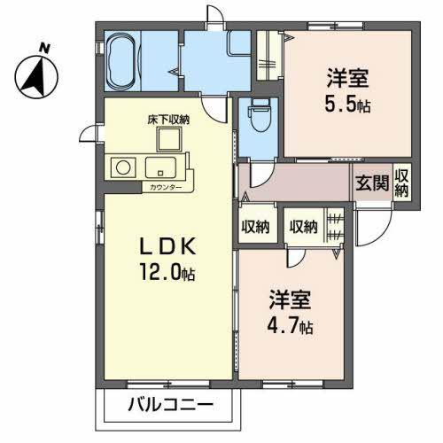 シーラック・タウンA(2LDK/1階)の間取り写真