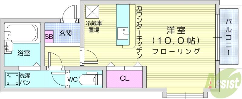 ハレ・ラウレア(ワンルーム/2階)の間取り写真