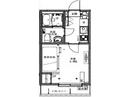 ケイアイレジデンス西所沢(1K/2階)の間取り写真