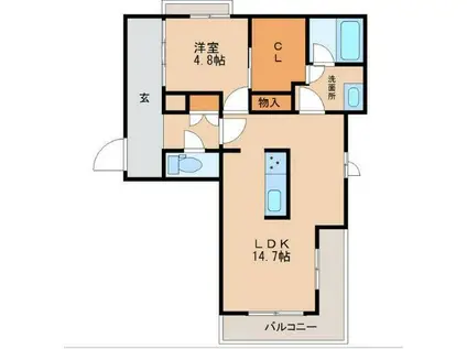 SHAMAISONさくら(1LDK/3階)の間取り写真