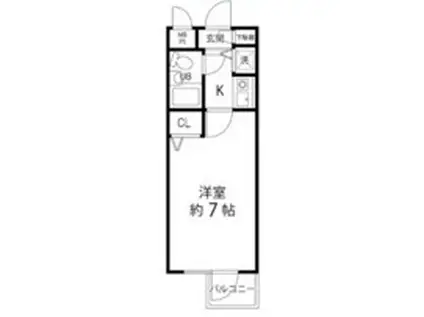 ジョイフル堀切菖蒲園(1K/1階)の間取り写真