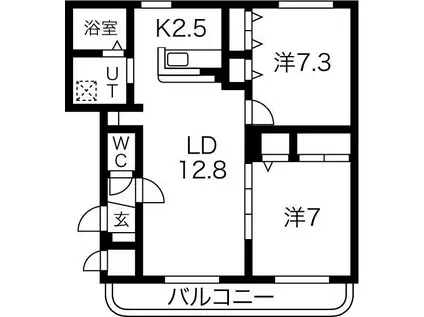 ザレインボーコートN27(2LDK/3階)の間取り写真