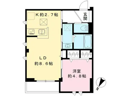 ブランキューブ戸越公園(1LDK/1階)の間取り写真