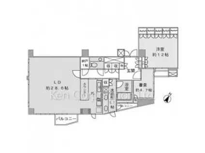 パークハウス赤坂氷川(1SLDK/14階)の間取り写真