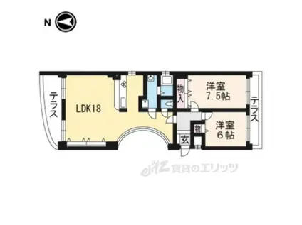 ラ・フォンテーヌ京都(2LDK/3階)の間取り写真