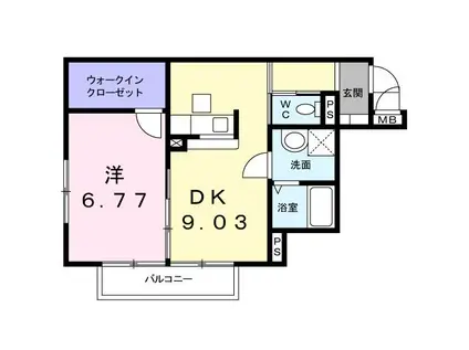 メルヴェイユ II番館(1LDK/1階)の間取り写真