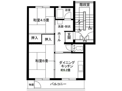 戸塚深谷 8号棟(2DK/2階)の間取り写真