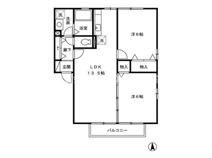 リーフレットエコーIII号館(2LDK/2階)の間取り写真