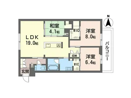 グリシナ(3LDK/3階)の間取り写真