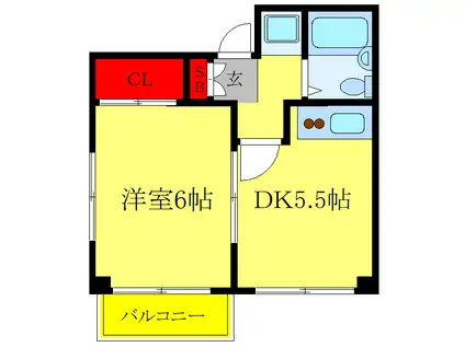 コーポトム(1DK/3階)の間取り写真