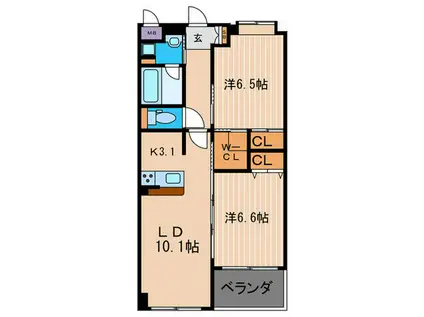 サンクチュアリ二条城(2LDK/5階)の間取り写真