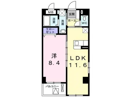 グランド・ユーハイム・ナガサカ(1LDK/2階)の間取り写真