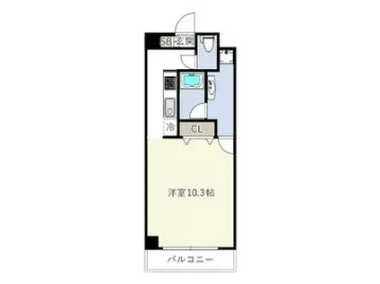 HERBE入船(1K/2階)の間取り写真