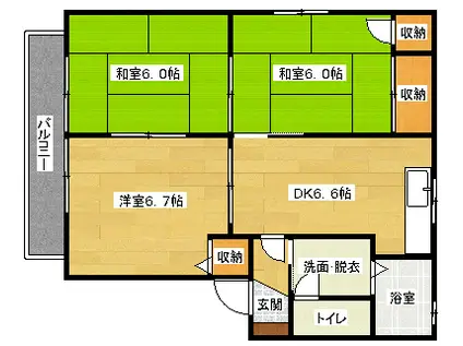ディアス西原(3DK/2階)の間取り写真