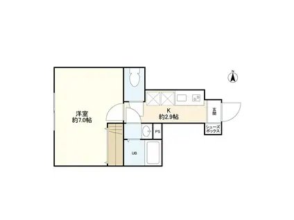 ウェルスクエアイズム四谷大京町(1K/1階)の間取り写真