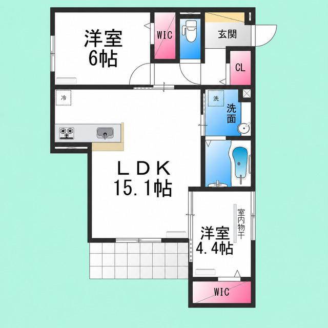 パサログランデ北長尾(2LDK/1階)の間取り写真