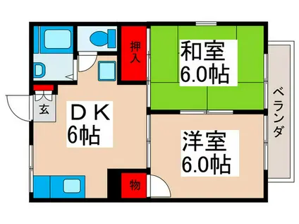 メゾンフォルテーヌA棟(2DK/2階)の間取り写真