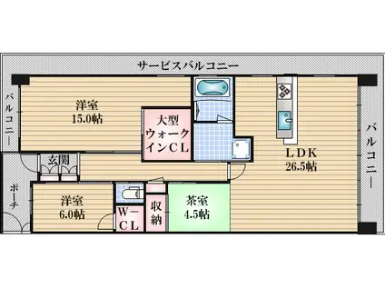 なんばセントラルプラザリバーガーデン(2SLDK/24階)の間取り写真