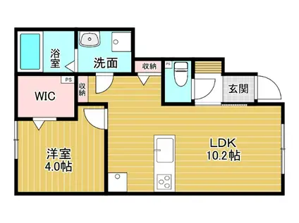 EDGEMOMENT町村(1LDK/1階)の間取り写真