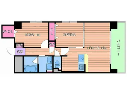 ドゥージェム京橋(2SLDK/1階)の間取り写真