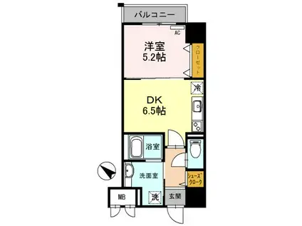 フォレ・リビエール磯辺通(1DK/3階)の間取り写真