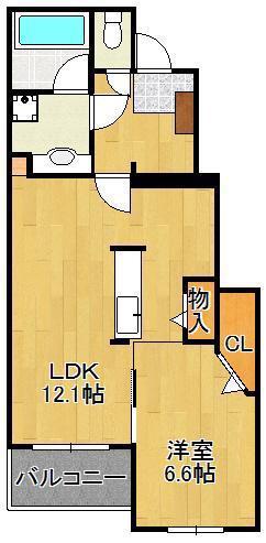シェル フィーユ(1LDK/1階)の間取り写真