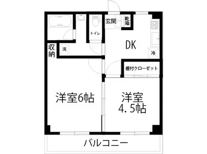 コーポタカミ(2DK/3階)の間取り写真