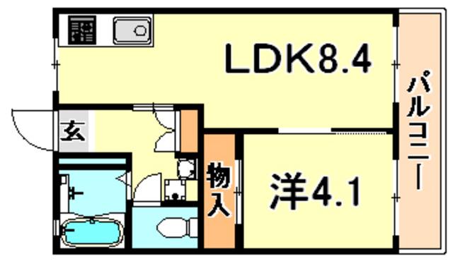 美山台ハイツ(1LDK/1階)の間取り写真
