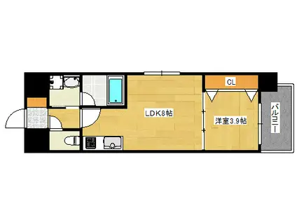 BONHEUR宇品海岸(1LDK/7階)の間取り写真