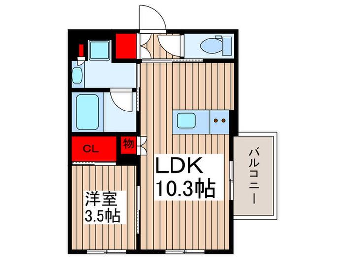 ザ・パークハビオ蕨(1LDK/2階)の間取り写真